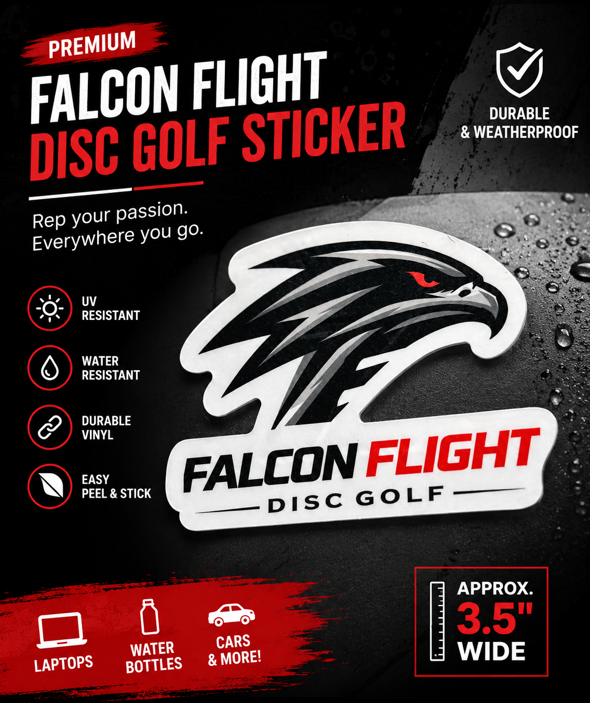 3.5 Inch Falcon Flight Disc Golf sticker